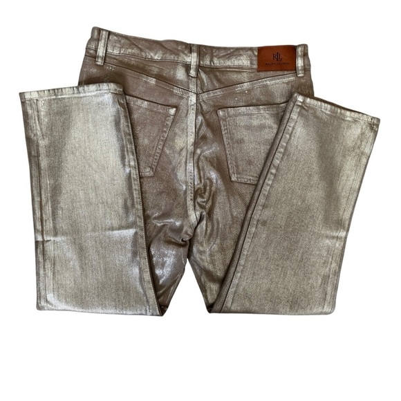 Lauren Ralph Lauren Women's Metallic High-Rise Straight Ankle Jeans 12P New - Picture 8 of 9